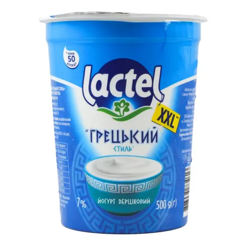 Йогурт Лактель 7 500 г стак. Грецький стиль