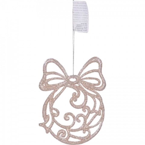 Підвіска на ялинку пласт Кулька з бантом Прозора оздоблена 12,5х9 см 0303-5