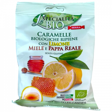 Льодяники Le Specialita Bio 80 г з лимоном, медом та маточним молочком огранічні