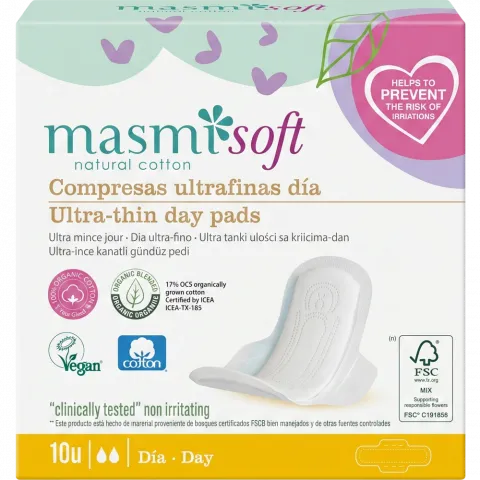 Прокладки Masmi 10 шт. ультратонкі Soft д/норм. виділ. з крил.