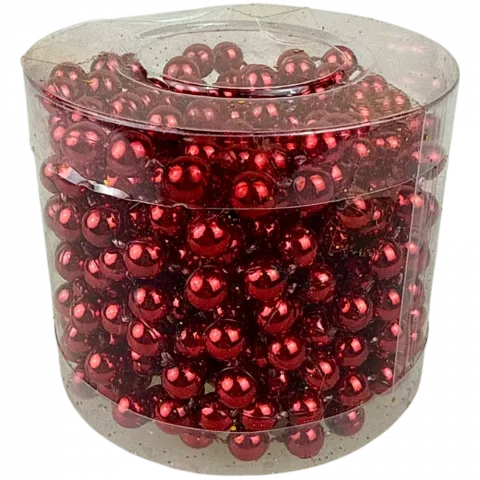 Намисто на ялинку 7,5мм5м у тубусі червоне арт. XY06-B-5M 9245 И631