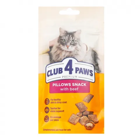 Ласощі д/котів Клуб 4 лапи 60 г подушечки з яловичиною