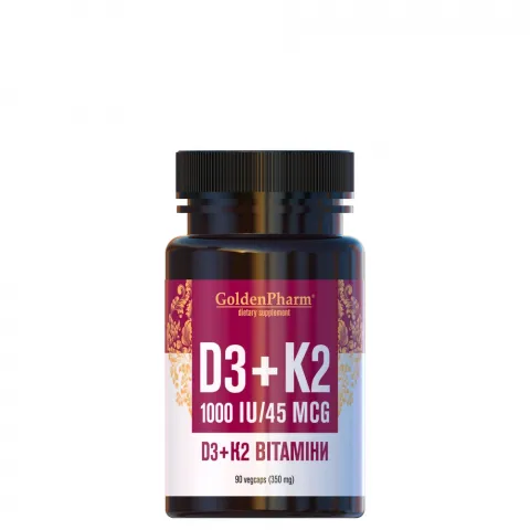 Добавка дієтична Golden Pharm Вітамін D3+K2 капс.350мг.90
