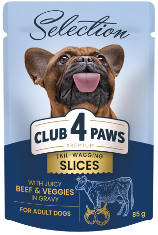 Корм д/собак Клуб 4 лапи 85 г пак. Premium Селекшн з яловичиною та овочами в соусі