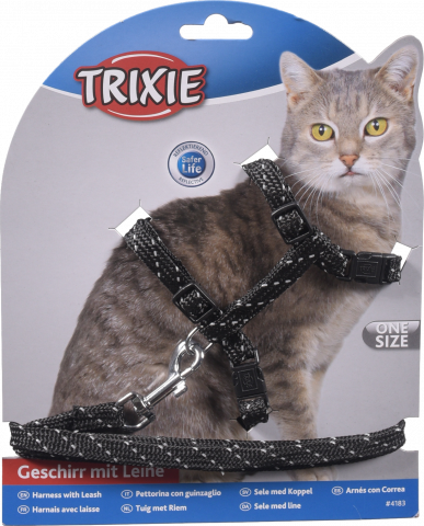 Повідець+шлея Trixie д/котів світловідб. 1,3х10 мм