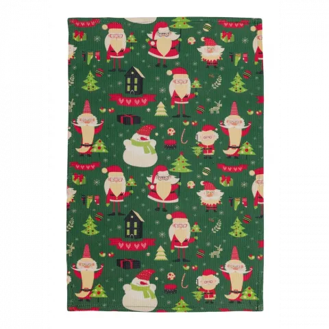 Рушник вафельний Прованс 30х50 см Санта на зеленому
