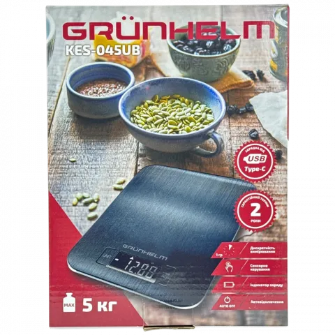 Ваги кухонні Grunhelm KES-045UB Чорні прямокутні 129946