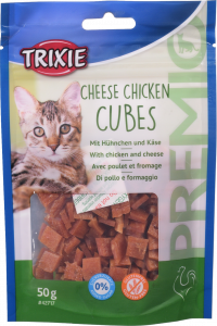 Ласощі д/котів Premio Cheese Chicken Cubes 50 г сир+курка кубики 42717