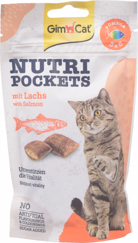 Ласощі-Снеки Gimpet GimCat Nutri Pockets 60 г Лосось+Омега 3+6