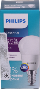 Лампа LED Philips куля біла 6,5 Вт E14