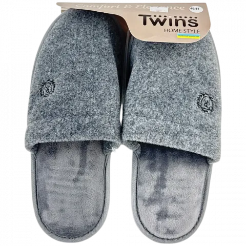 Капці дом. чол. Twins войл. з вишив. сірі р.40/4115900