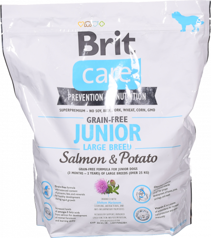 Корм дсобак Brit Care GF Junior Large Breed Salmon  Potato 1 кг дцуценят великих порід 132723