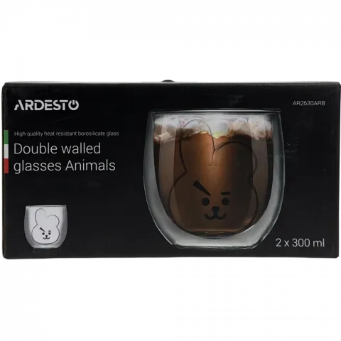 Набір чашок скл. Ardesto Animals 300 мл 2 шт. AR2630ARB