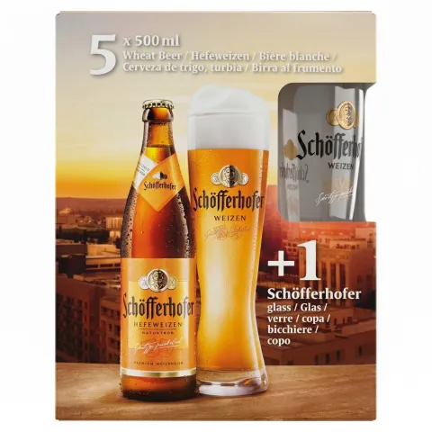 Набір Пиво Schoferhofer 5х0,5 л + 1 келих
