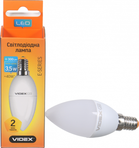 Лампа LED Videx E свічка жовта 3,5 Вт Е14