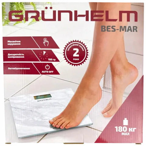 Ваги електронні Grunhelm BES-MAR білий мармур 129930