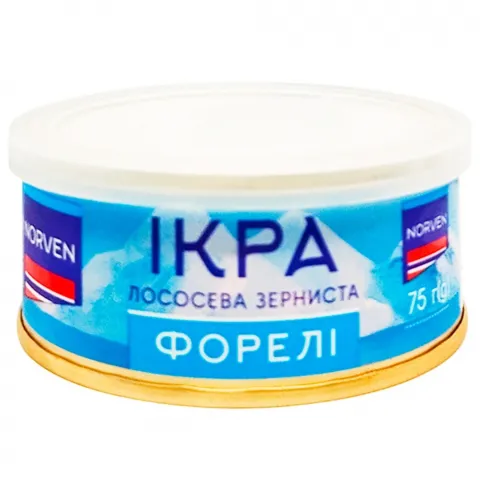 Ікра лососева форелі Norven 75 г з/б зерниста