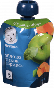 Пюре Gerber 90 г д/пак. Organic Яблуко-гарбуз-абрикос