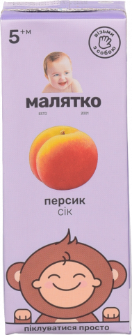 Сік Малятко 200 мл персиковий з м`як. т/п