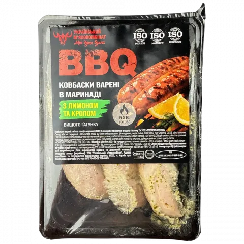 Ковбаски УМК BBQ з м`яса птиці вар. в маринаді в/ґ ваг.