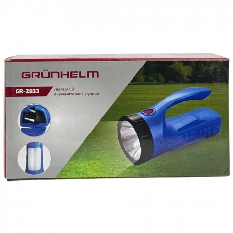 Ліхтар LED Grunhelm акум ручний GR-2833 1W+12LED 800mAh 121289