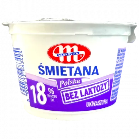 Сметана Mlekovita 200г без лактози 18 жиру (Польща)