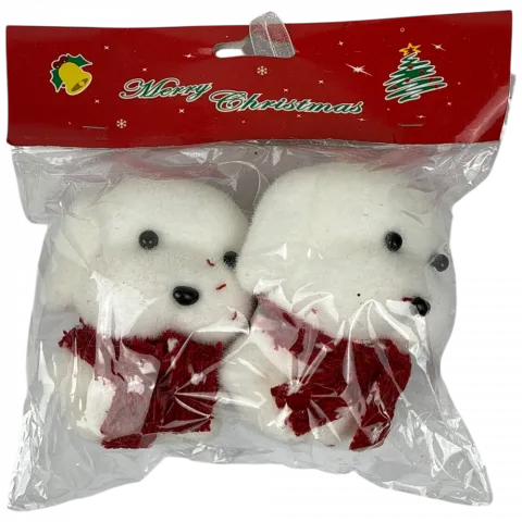 Прикраса ялинкова Собака 2 шт, 9,5 см білі арт. 2025PJ322 9245 И399