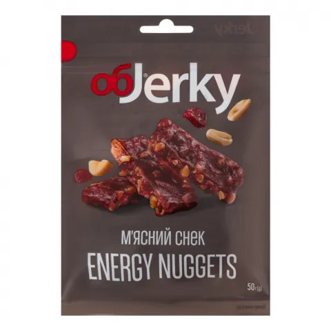 Снеки м`ясні ОбJerky 50 г Наггетси Яловичина Техаська в`ял.