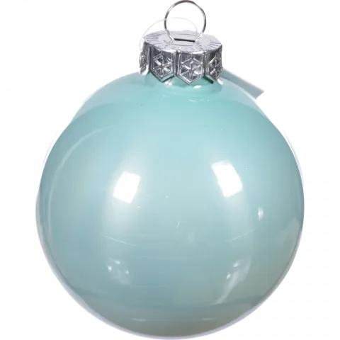 Прикраса ЛХ куля скляна 8 см бірюзова пудра JNGS-0146 И264