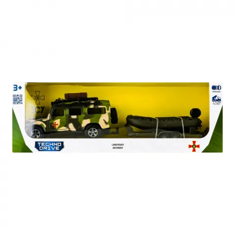 Ігровий набір Techno Drive Land Rower Defender Мілітарі з човном 520191.270