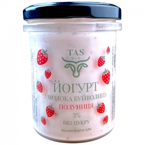 Йогурт TASbio 180 г Полуниця з молока буйволиць
