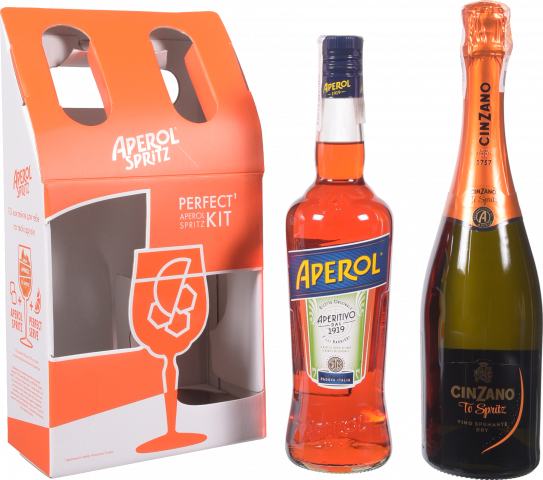 Набір Лікер Aperol 0,7 л+ Вино ігристе Cinzano Pro-Spritz 0,75 л сух. біле 11,5