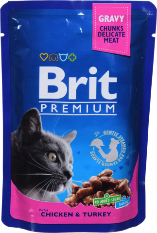 Корм Brit Premium Cat pouch 100 г пак. КуркаІндичка 100273
