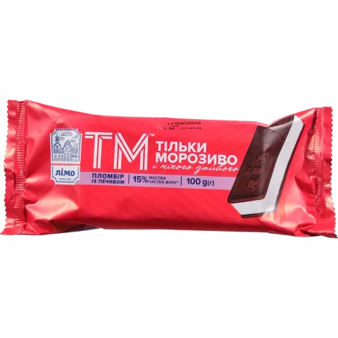 Морозиво Лімо 100 г брикет Пломбір з печивом