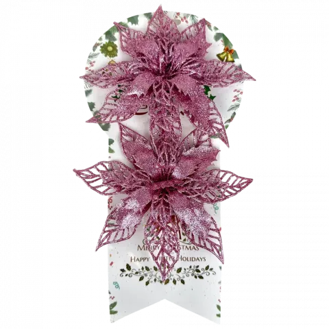 Прикраса ялинкова Квіти 2 шт, 15 см рожеві арт. ZT24-F129 9245 И948