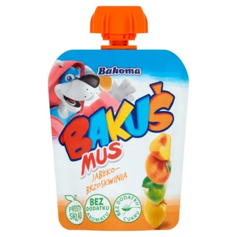 Пюре фруктове BAKUS 90г Яблуко-Персик (Польща)