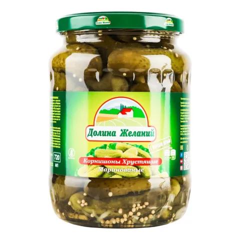 Конс Огірки Долина Бажань 680/720 г мар. Корнішони делікатесні