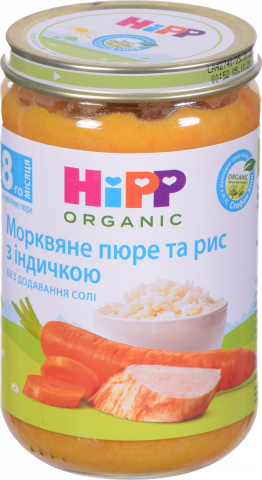 Пюре Hipp 220 г Індичка, морква, рис 6530