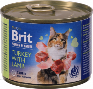 Корм д/котів Brit Premium 200 г з/б індичка з ягням