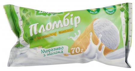 Морозиво Белая Бяроза 70 г у вафельному стаканчику Пломбір