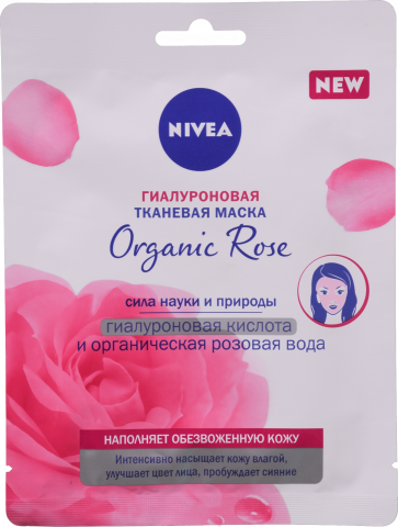 Маска д/обличчя Nivea тканинна Organic Rose гіалуронова 1 шт.