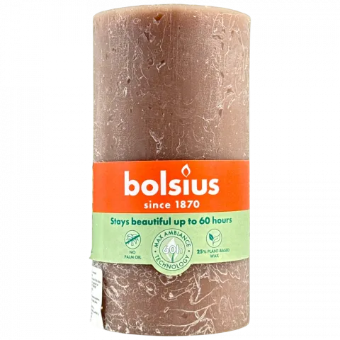 Свіча Bolsius 130/68 рустік Тауп, 60 год., арт. 103668790324