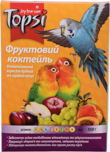 Корм Топсі 550 г Фруктовий коктейль д/дрібних та середніх папуг