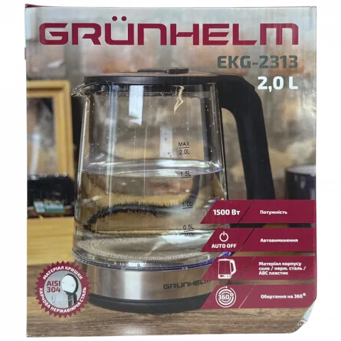 Електрочайник Grunhelm EKG2313 2,0 л 1800Вт чорний скляний 113064