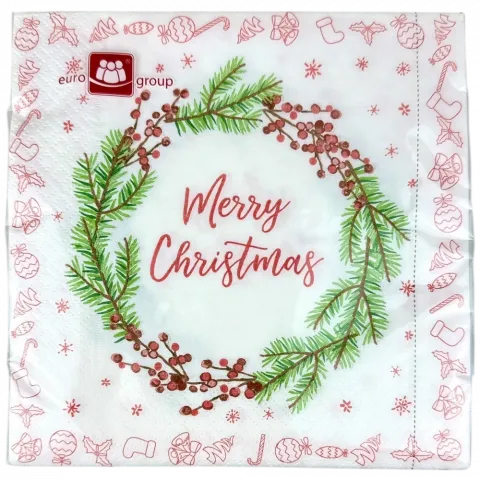 Серветки Єврогруп 18 шт. 3333 3-х шар. Щасливого різдва