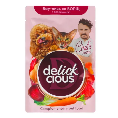 Корм д/котів та собак Delickcious 85 г з ял.буряк.та мор.