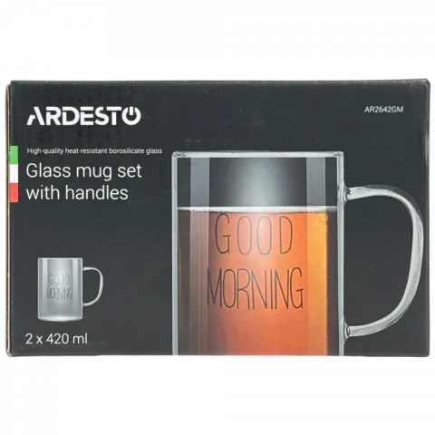 Набір чашок скл. Ardesto GoodMorning 420 мл 2шт. AR2642GM