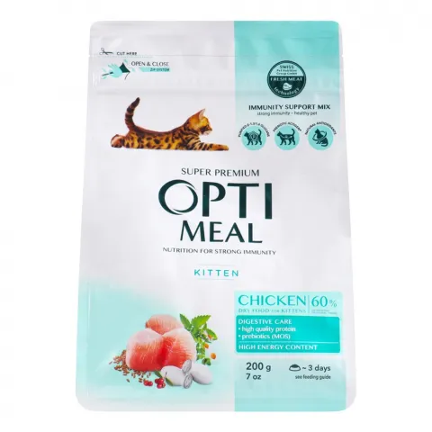 Корм д/кошенят Оптіміл 200 г сух. Курка