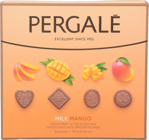 Цукерки PERGALE 114 г манго начинка в молочному шок. (Литва) И628