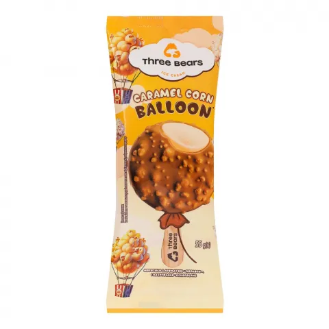 Морозиво Три Ведмеді 55 г Caramel corn balloon глазур.